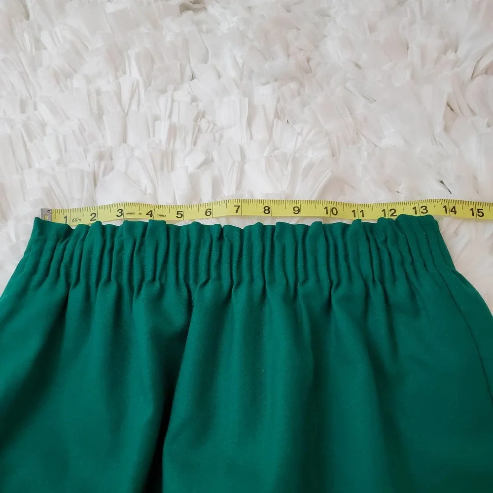 J. CREW | PAPERBAG WOOL BLEND PULL ON GREEN SKIRT POCKETS WOMEN'S SIZE 2